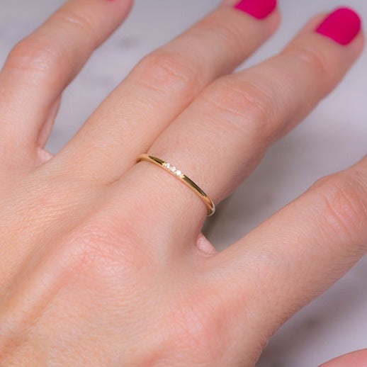 Zierlicher Diamanten-Stapelring