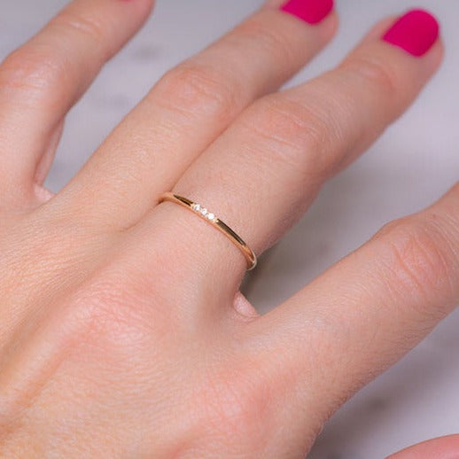 Zierlicher Diamanten-Stapelring