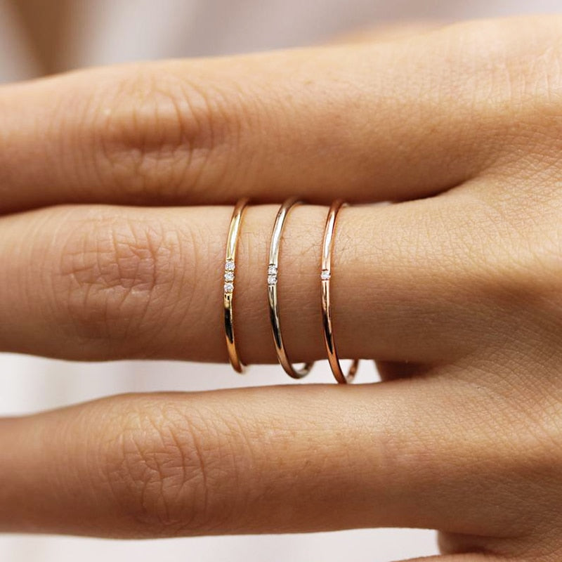 Zierlicher Diamanten-Stapelring