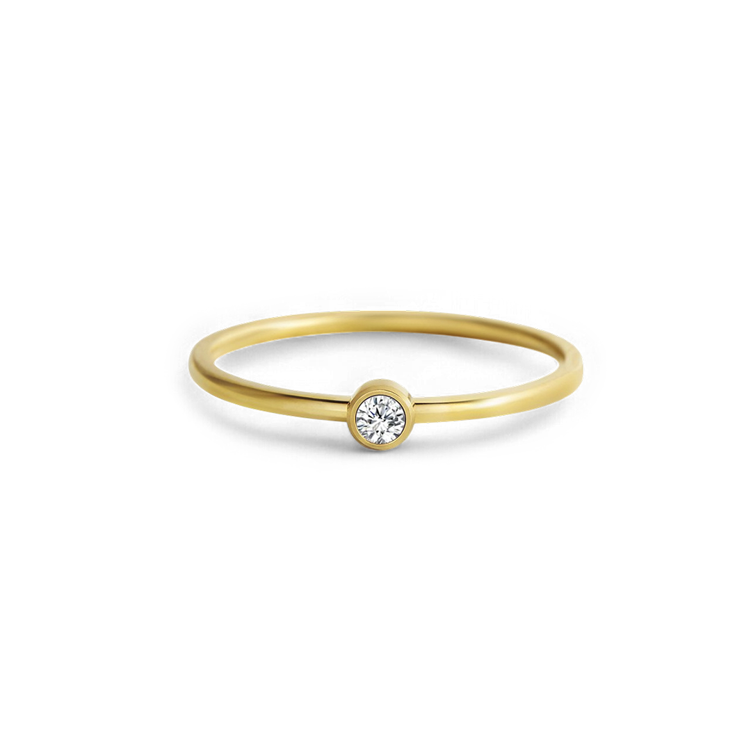 Minimalist Bezel-Set April Birthstone Stacking Band ring — Vanny Jewels