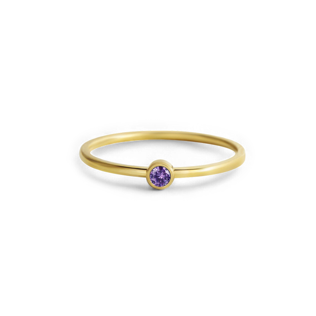 Minimalist Bezel-Set February Birthstone Stacking Band ring — Vanny Jewels