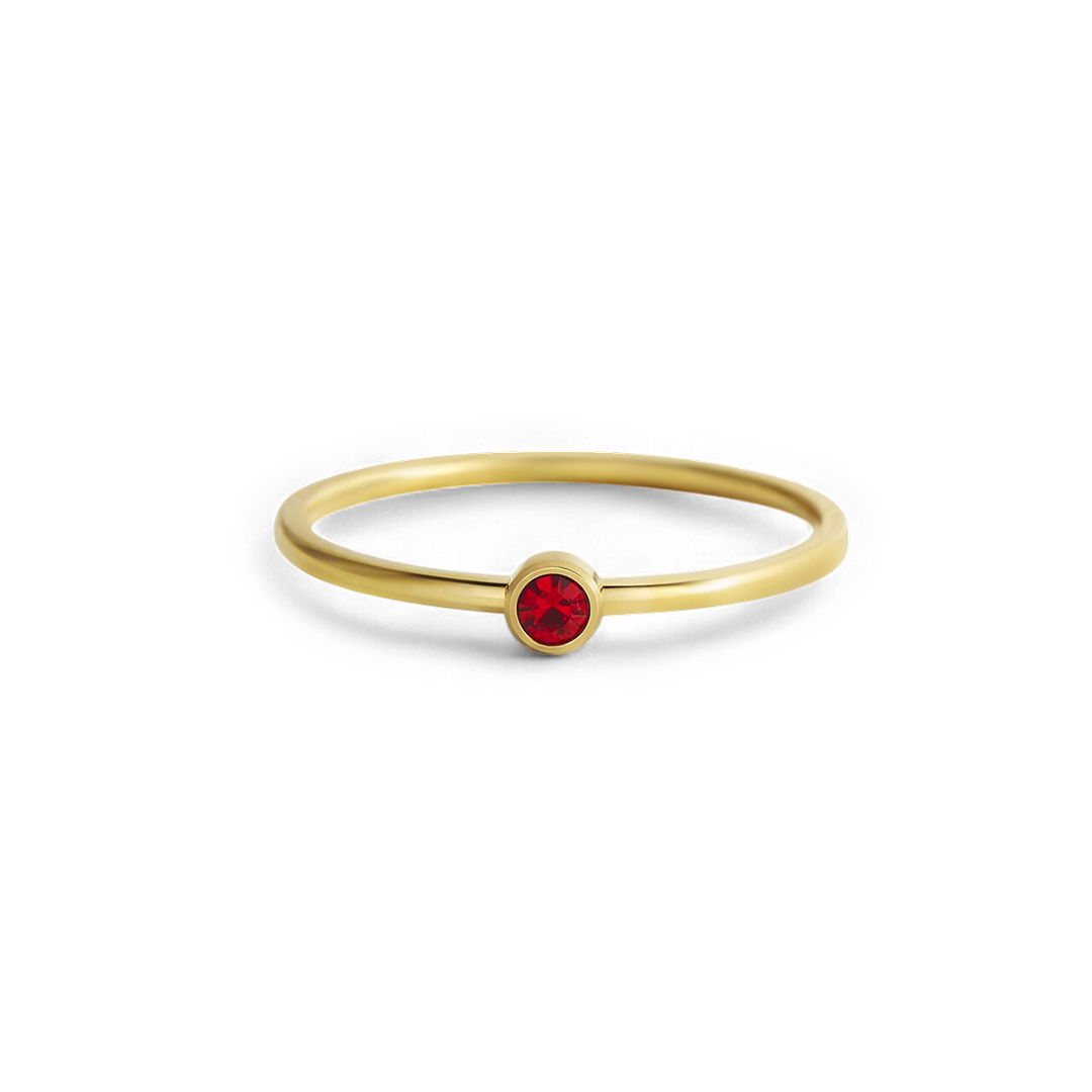 Minimalist Bezel-Set Birthstone Stacking Band ring — Vanny Jewels