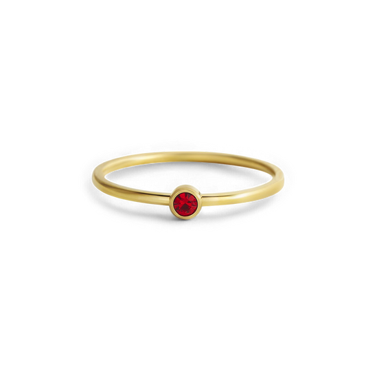 Minimalist Bezel-Set Birthstone Stacking Band ring — Vanny Jewels