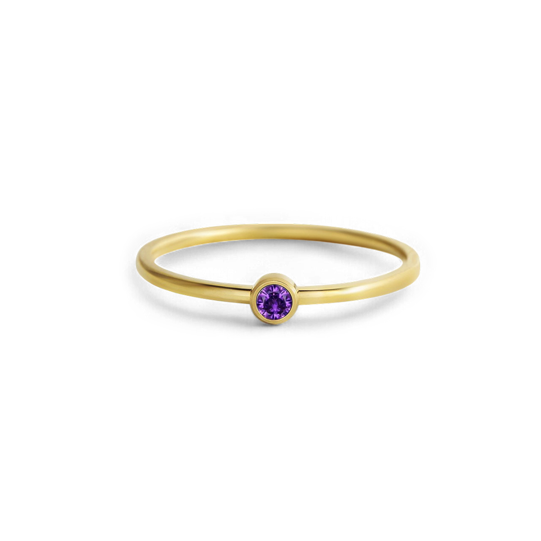 Minimalist Bezel-Set June Birthstone Stacking Band ring — Vanny Jewels
