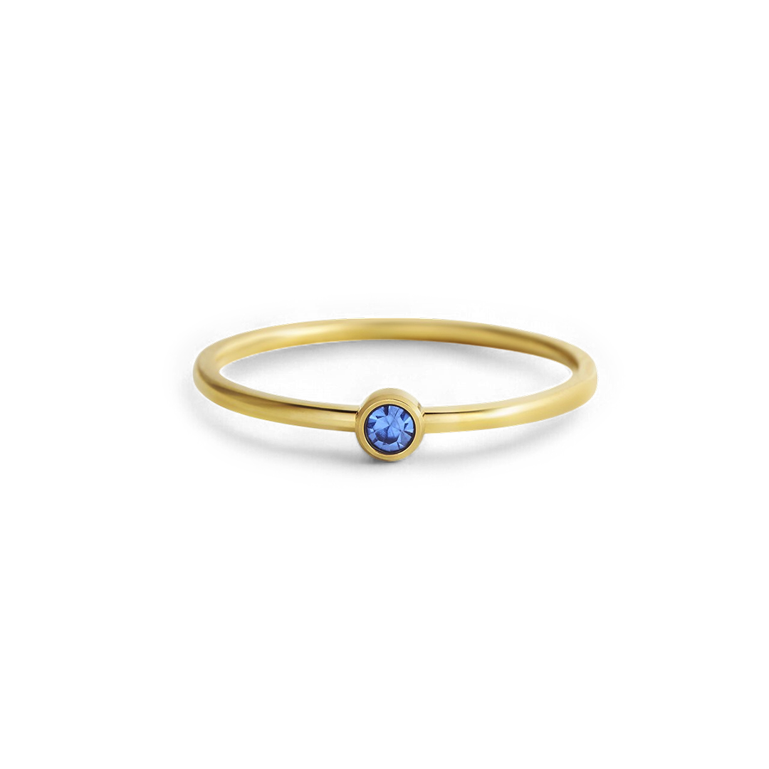 Minimalist Bezel-Set December Birthstone Stacking Band ring — Vanny Jewels
