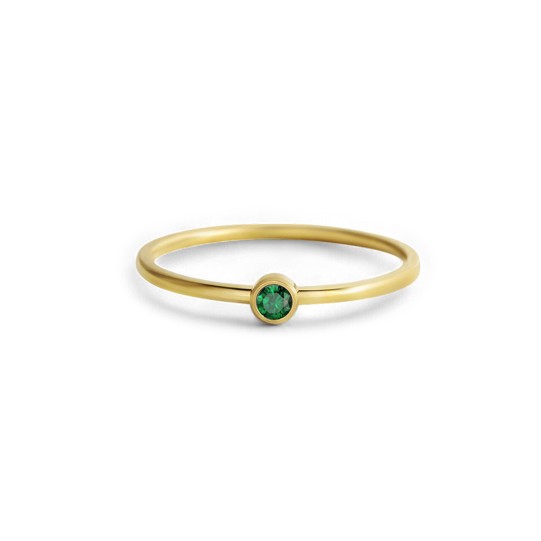 Minimalist Bezel-Set May Birthstone Stacking Band ring — Vanny Jewels