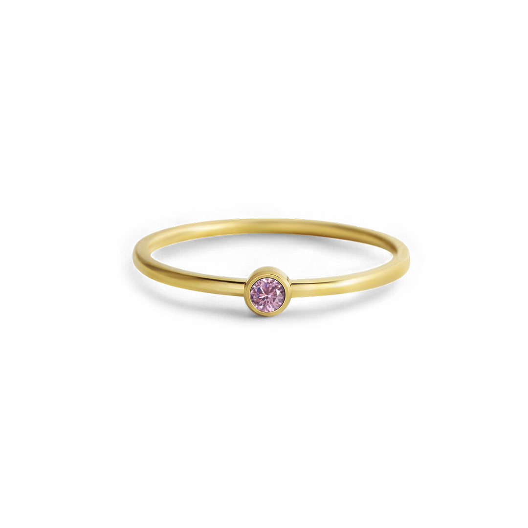 Minimalist Bezel-Set October Birthstone Stacking Band ring — Vanny Jewels