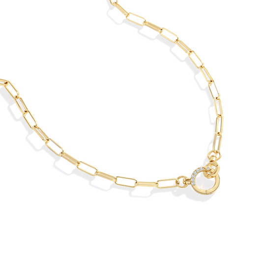 Pave Mint Paperclip Necklace — Vanny Jewels