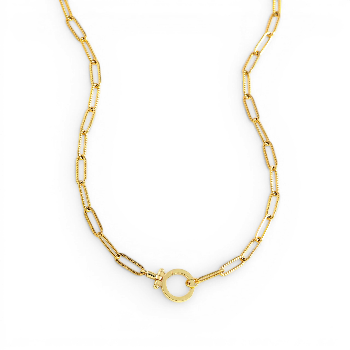Mint Paperclip Textured Necklace — Vanny Jewels