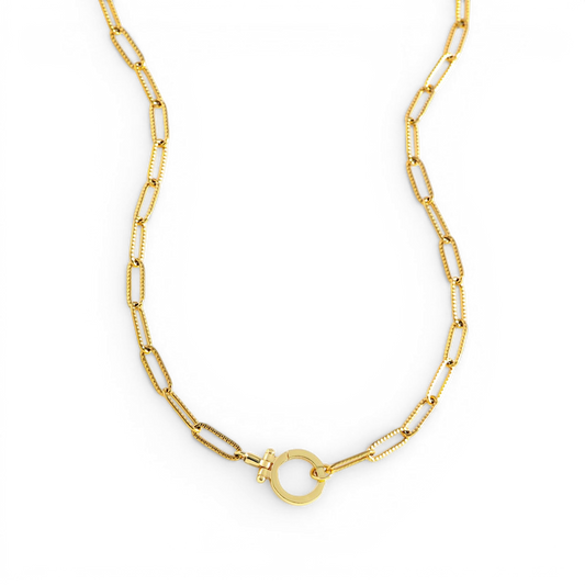 Mint Paperclip Textured Necklace — Vanny Jewels