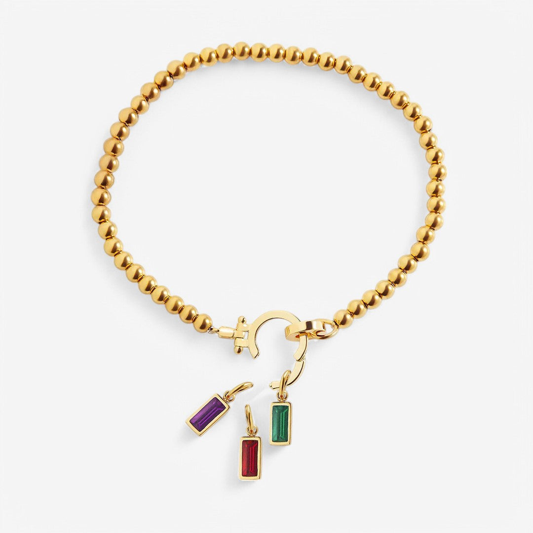Minzfarbenes Perlen-Geburtsstein-Charm-Armband
