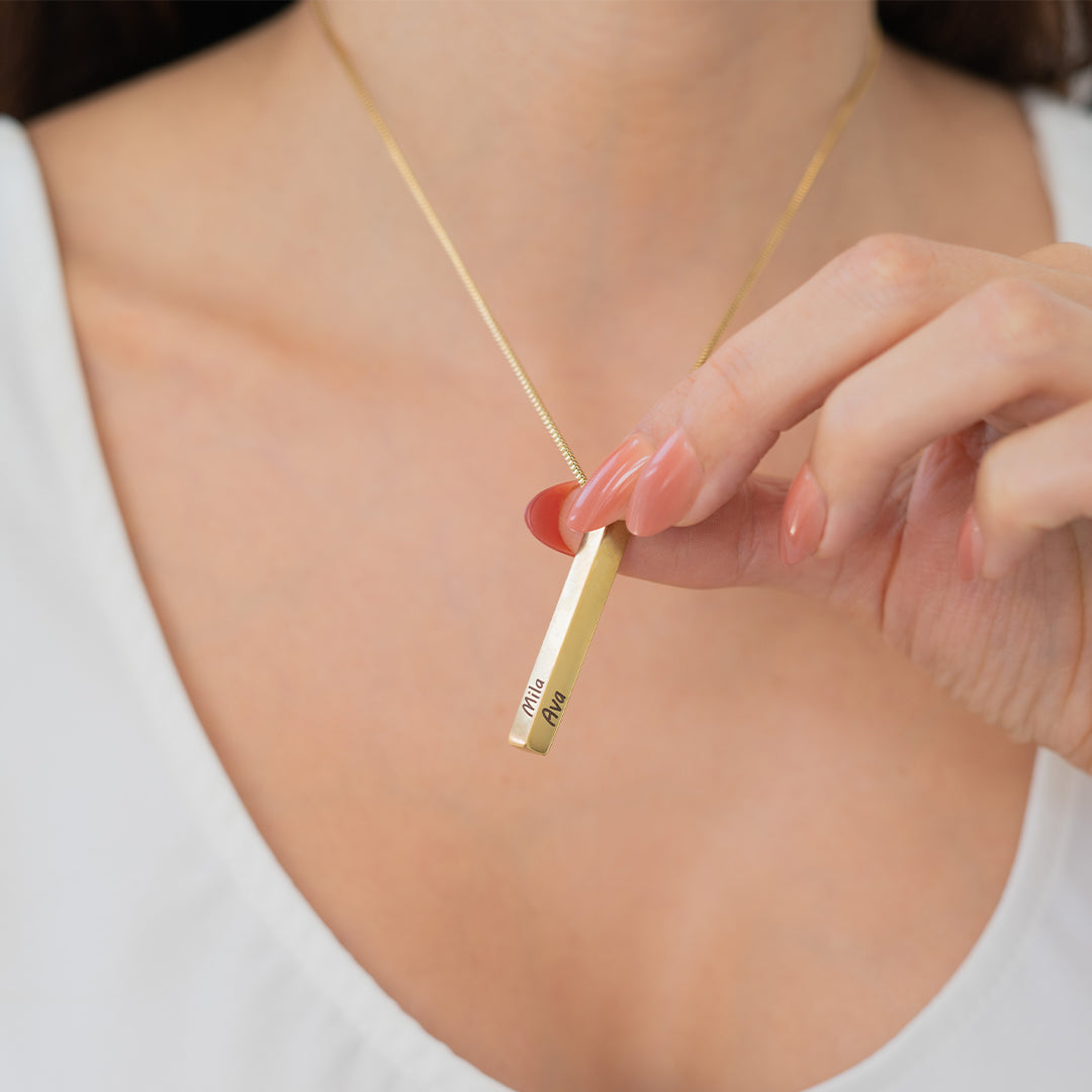 Muse Pillar Bar Necklace in rose gold tone
