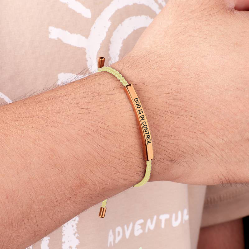 God Is In Control Inspire Bracelet in rose gold tone