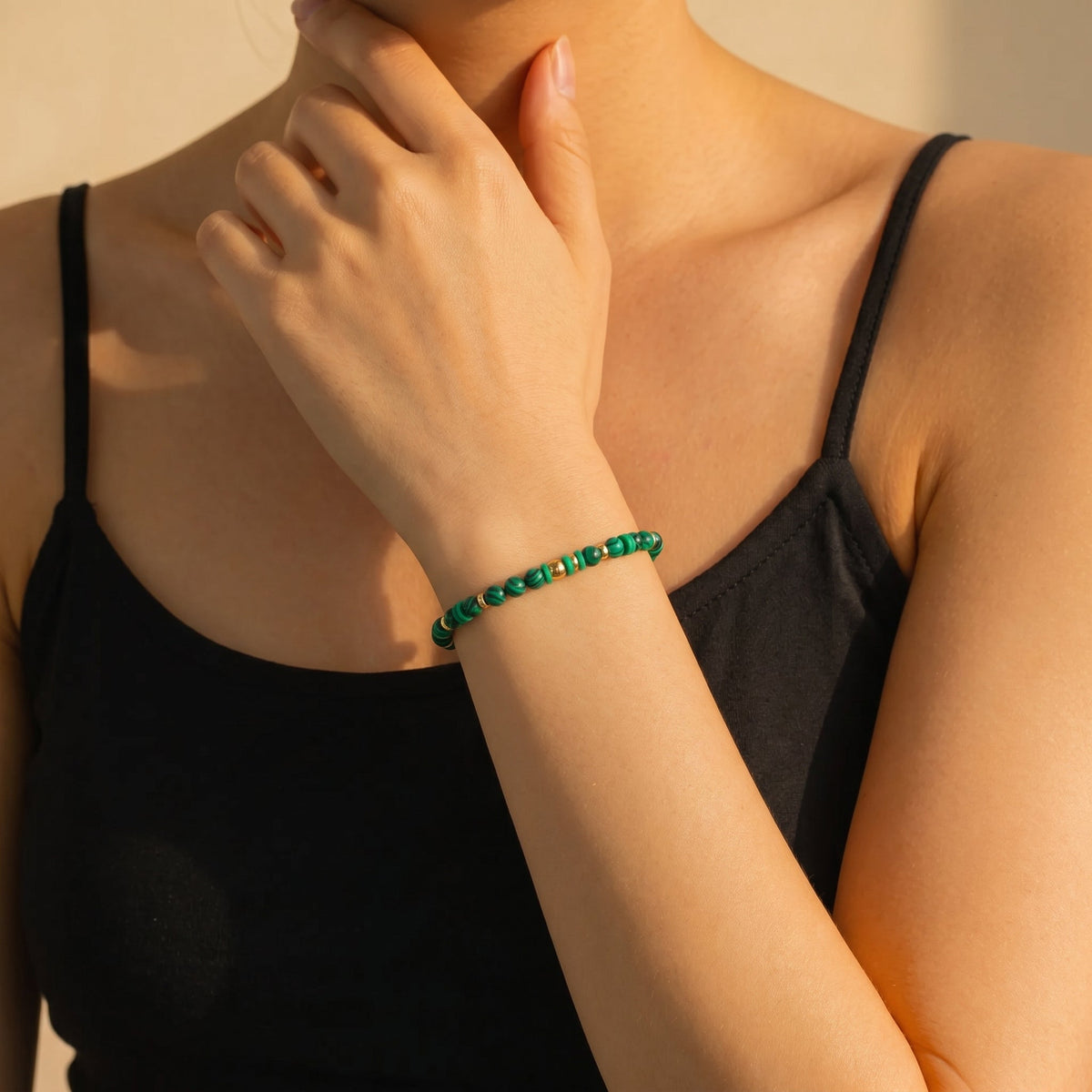Stacking Birthstone Beaded Bracelet with May birthstone