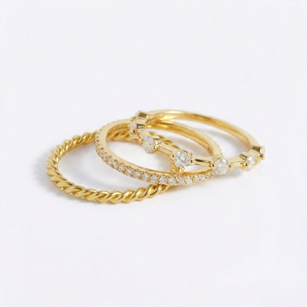 Modern Ring Stack, flat lay detail