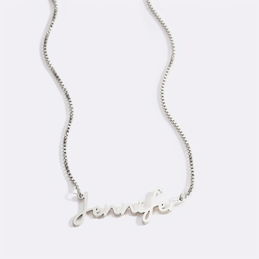Fairy Name Necklace with Box Chain in 925 sterling silver