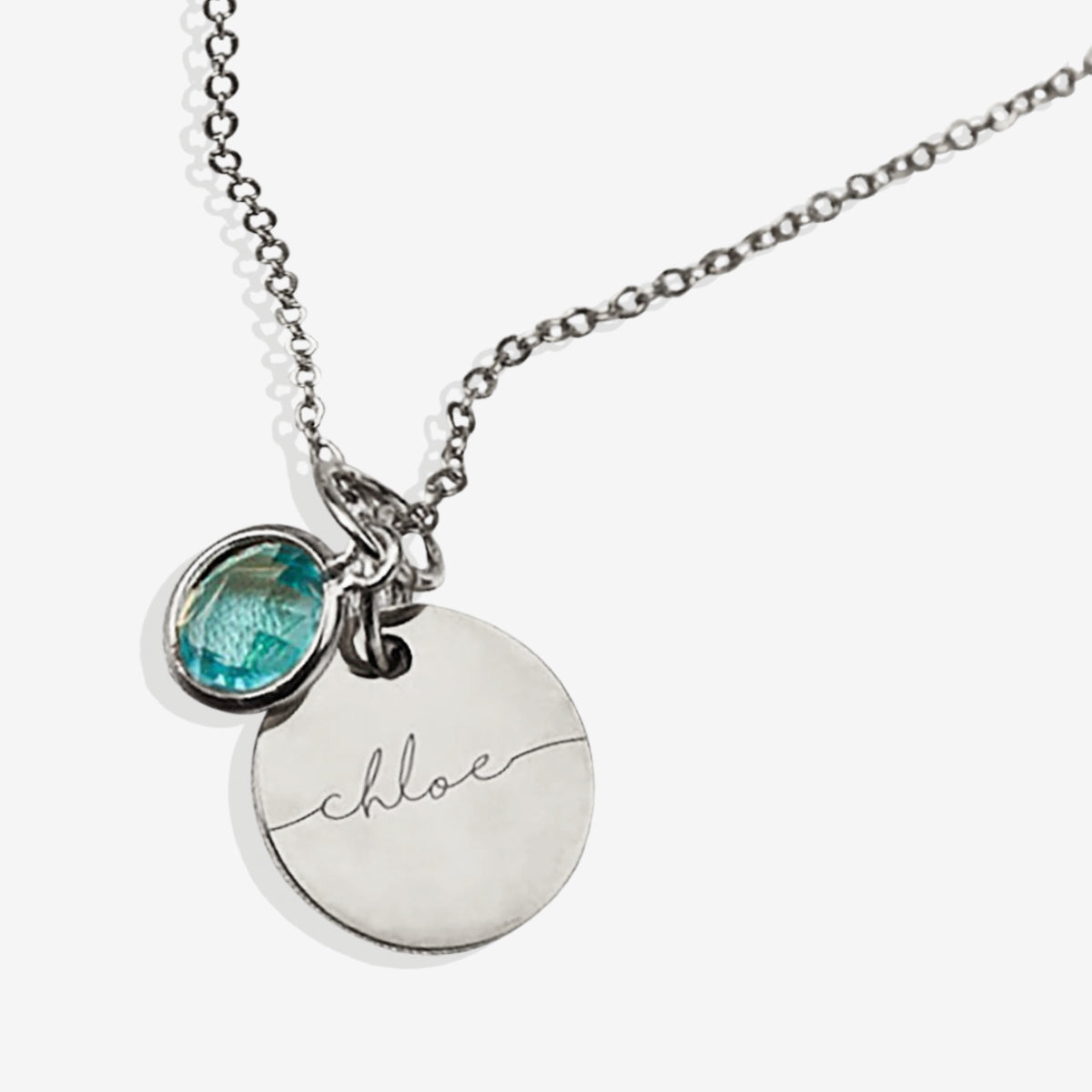 Monogram Script Birthstone Name Necklace in 925 sterling silver