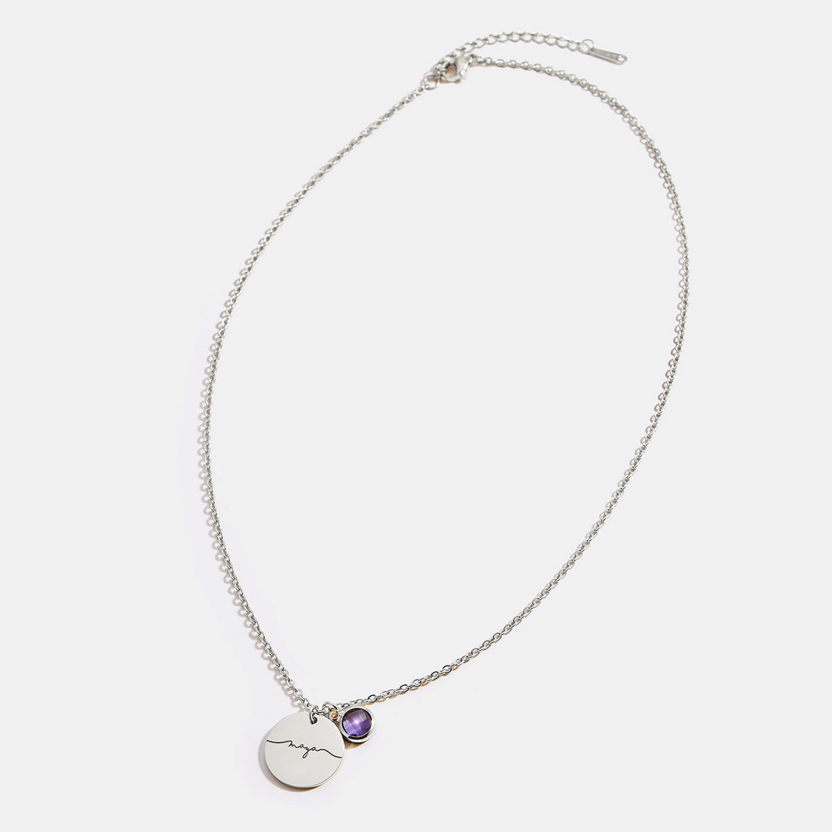 Monogram Script Birthstone Name Necklace in 925 sterling silver