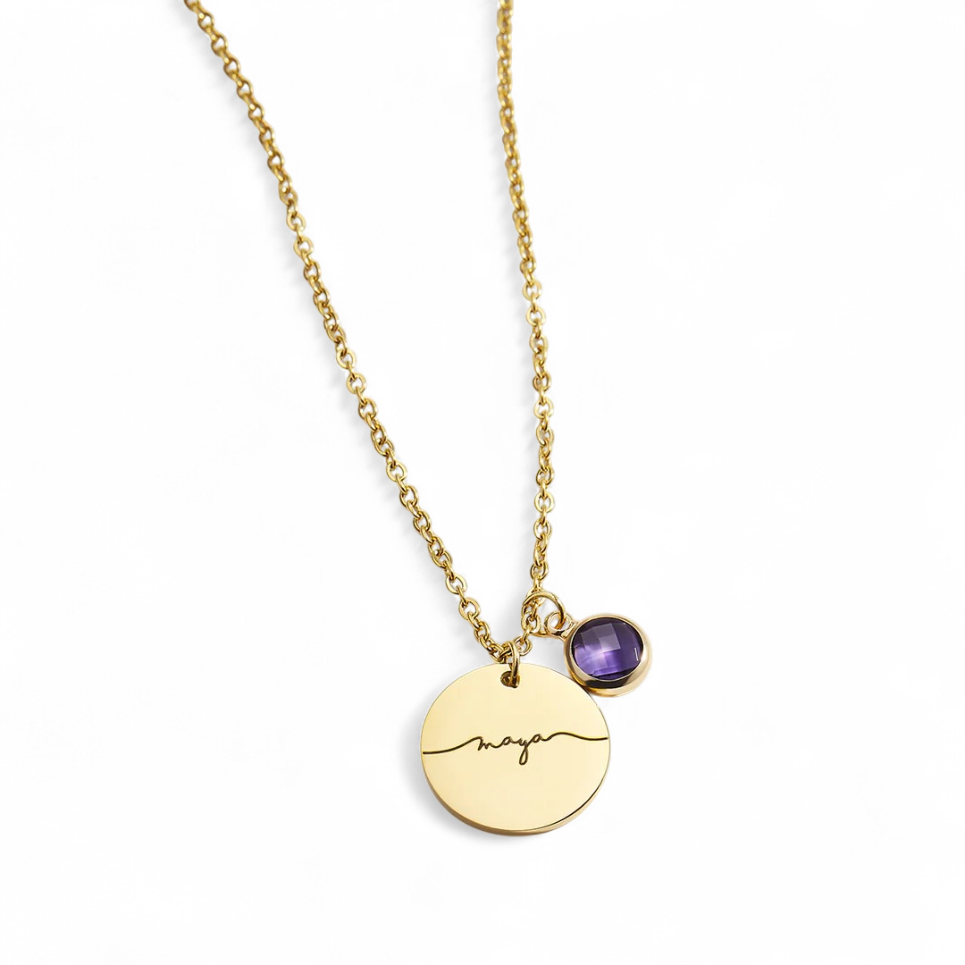 Monogram Script Birthstone Name Necklace — Vanny Jewels