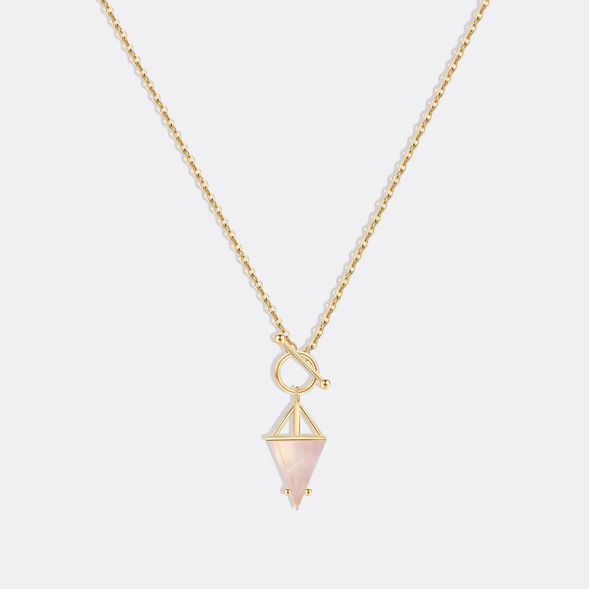 Moonstone Power Pendant T-Lock Necklace in gold tone
