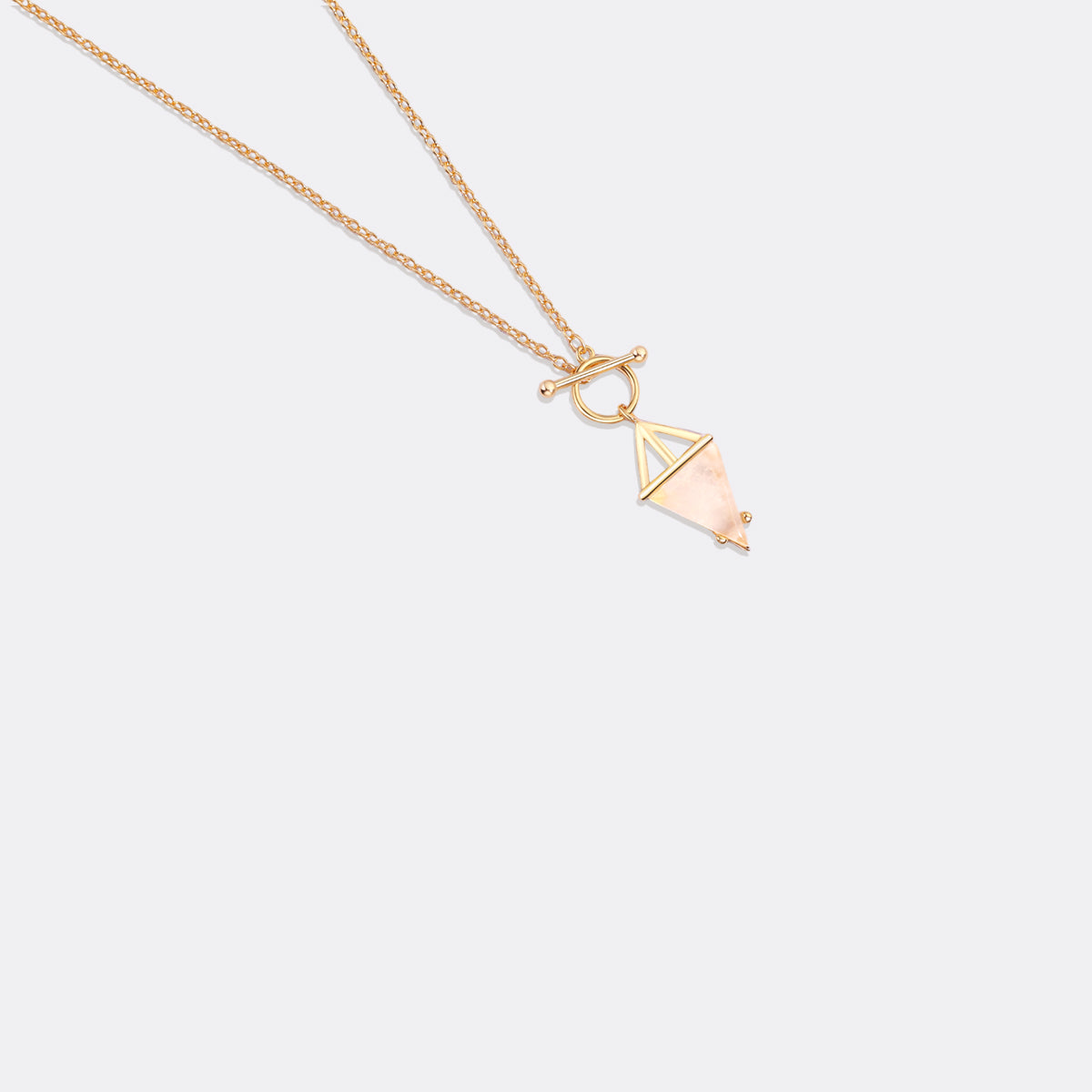 Moonstone Power Pendant T-Lock Necklace in gold tone