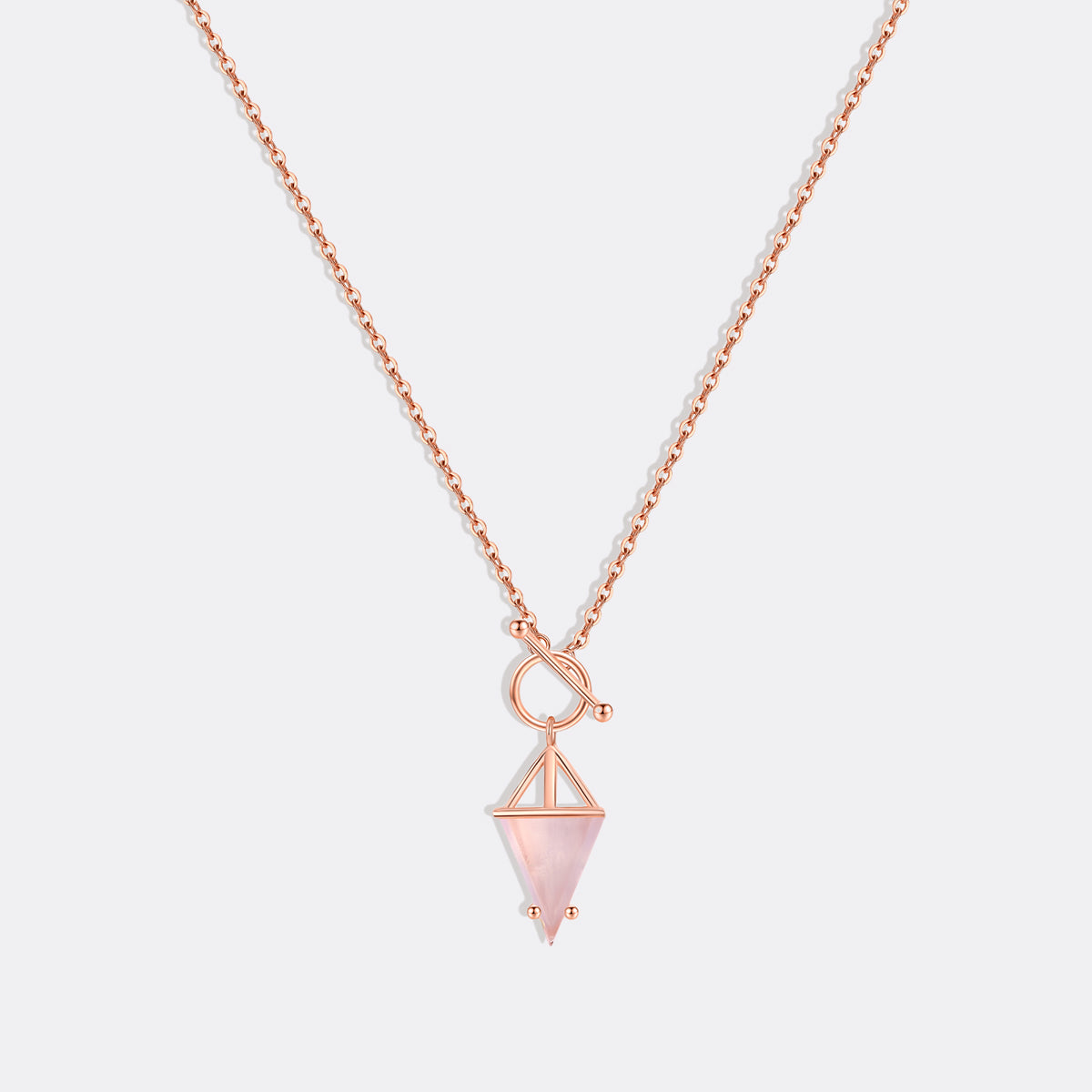 Moonstone Power Pendant T-Lock Necklace in rose gold tone