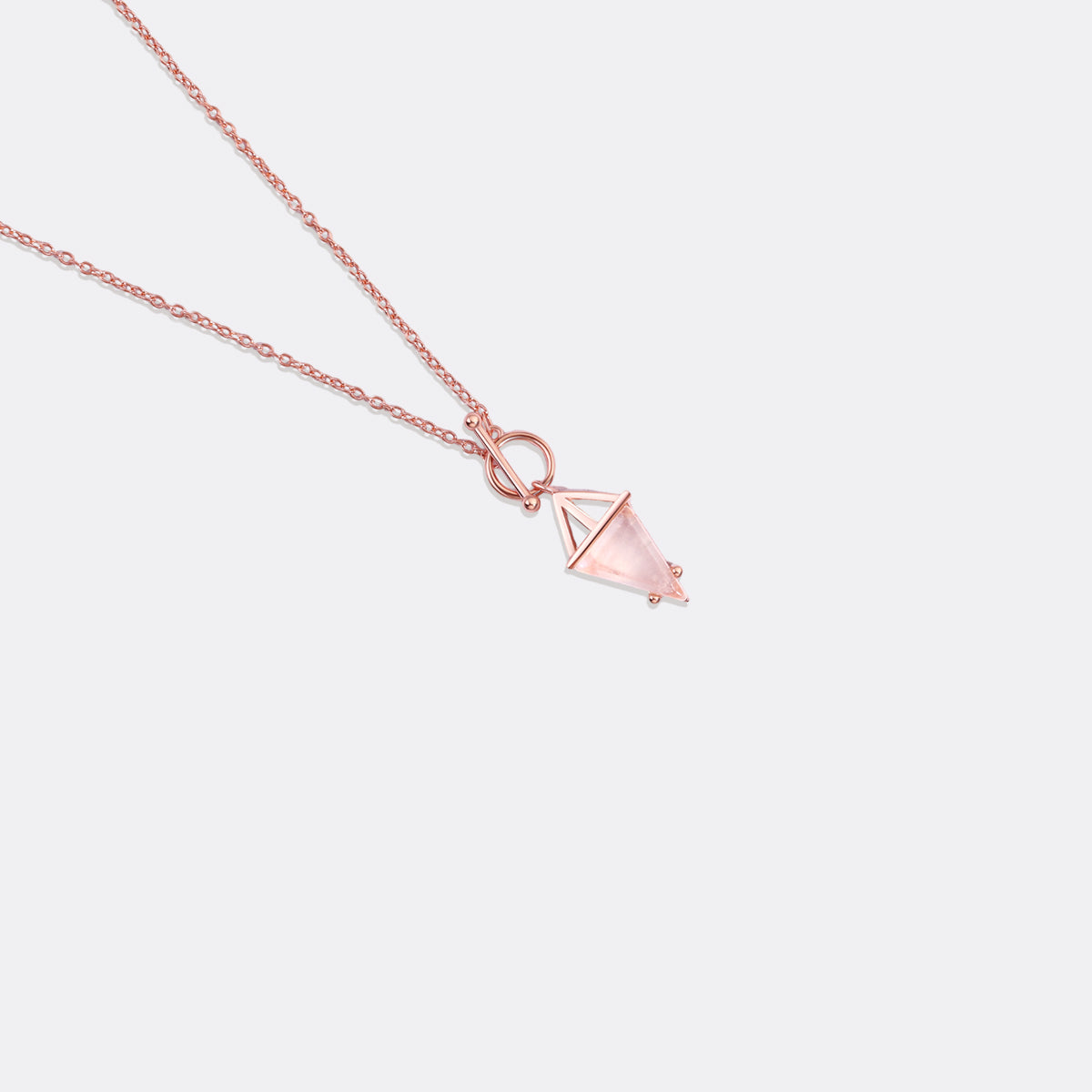 Moonstone Power Pendant T-Lock Necklace in rose gold tone