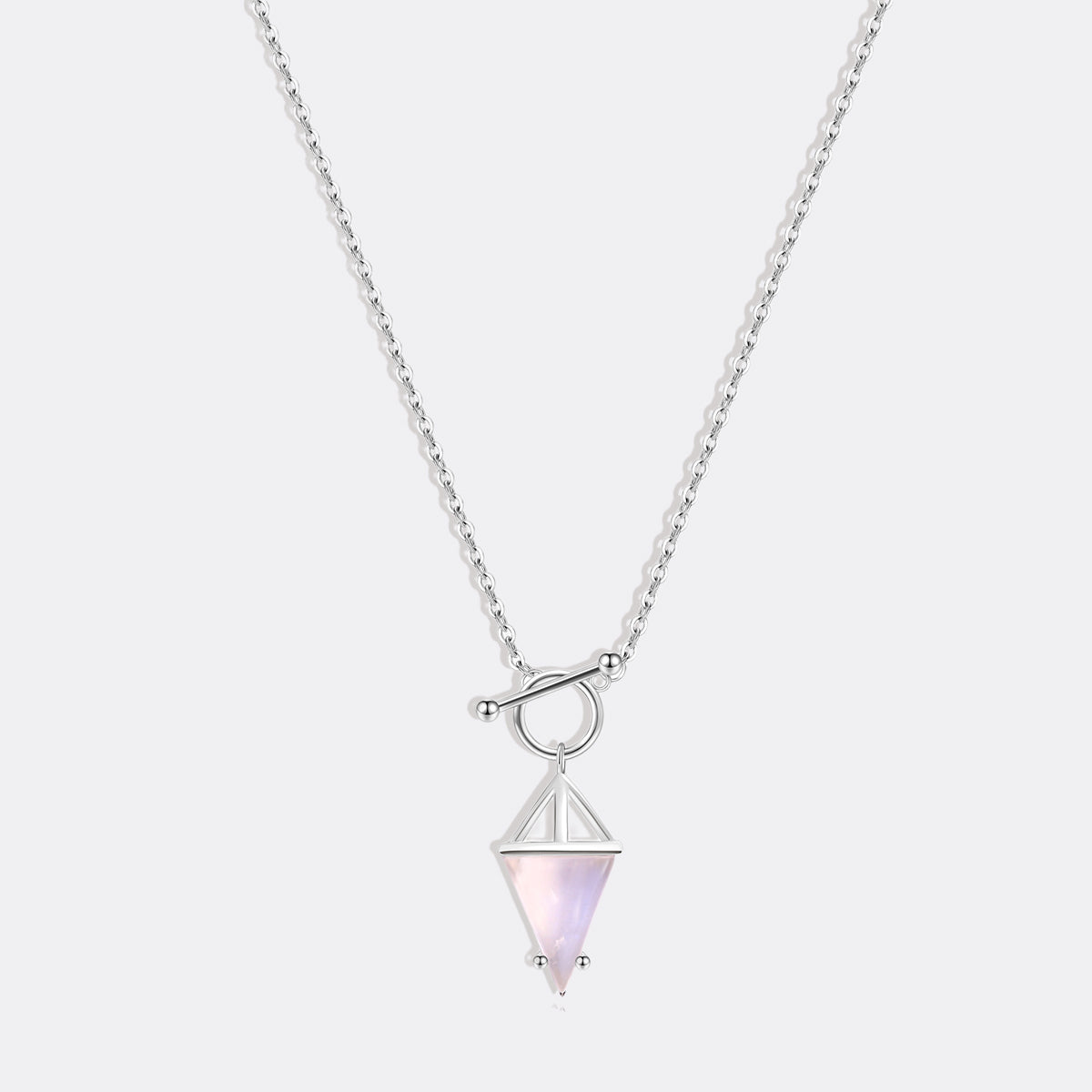 Moonstone Power Pendant T-Lock Necklace in 925 sterling silver