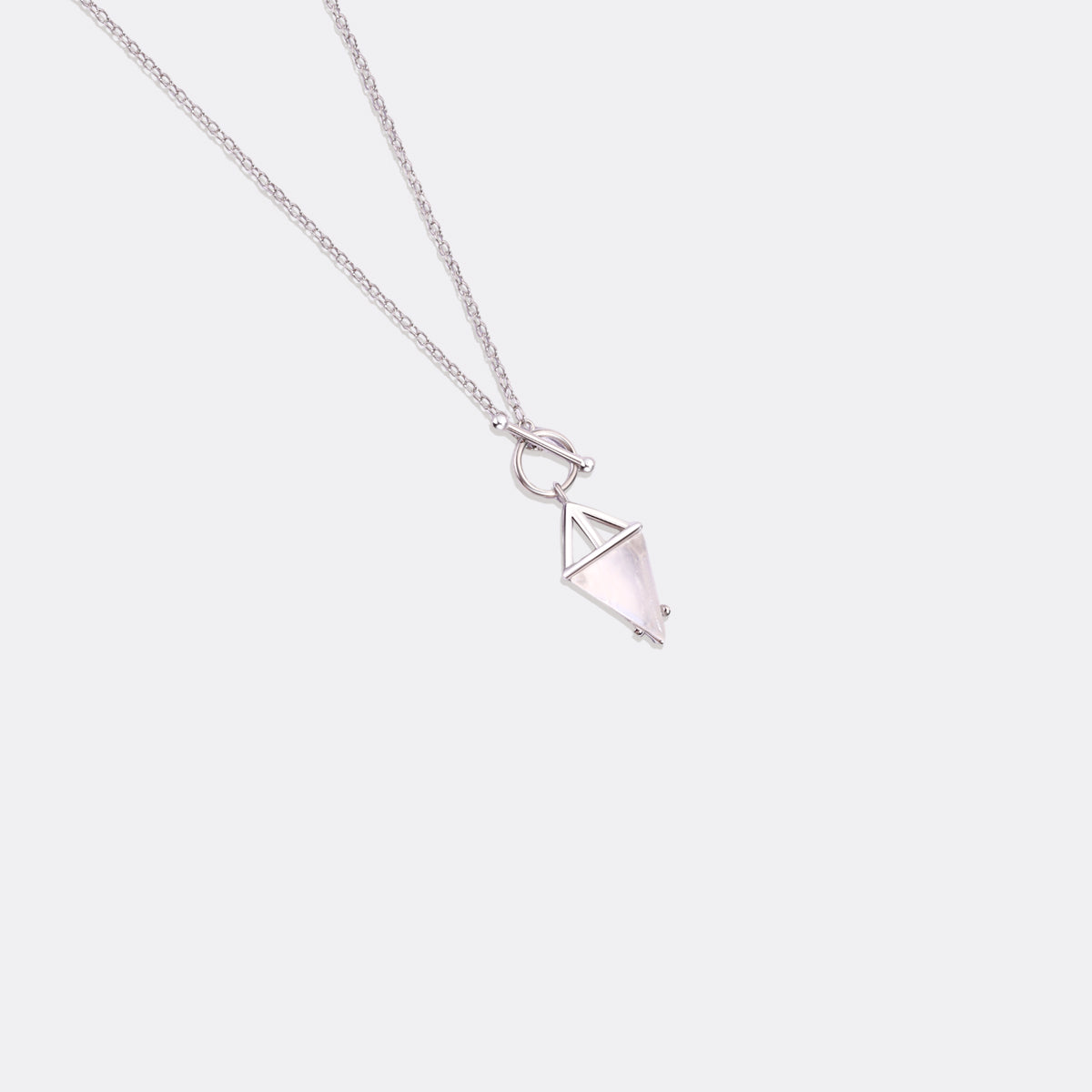 Moonstone Power Pendant T-Lock Necklace in 925 sterling silver