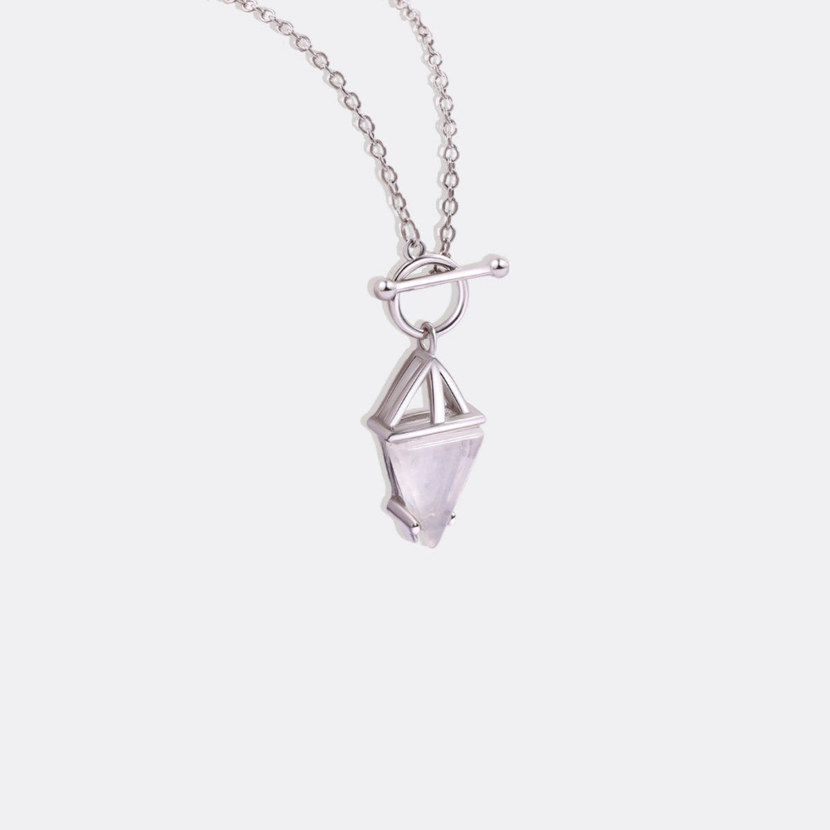 Moonstone Power Pendant T-Lock Necklace in 925 sterling silver
