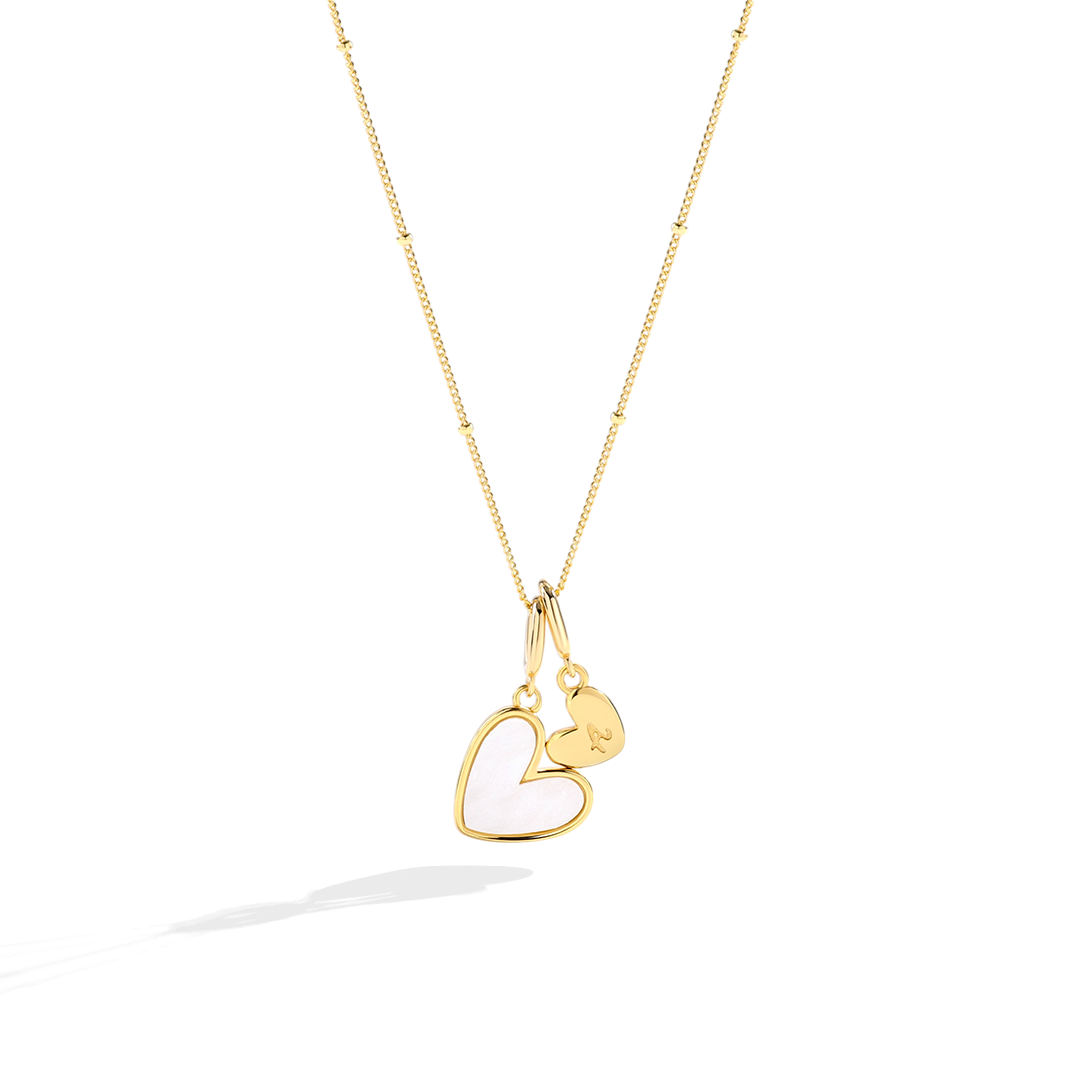 Mother Of Pearl Heart Initial Necklace — Vanny Jewels