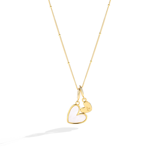 Mother Of Pearl Heart Initial Necklace — Vanny Jewels