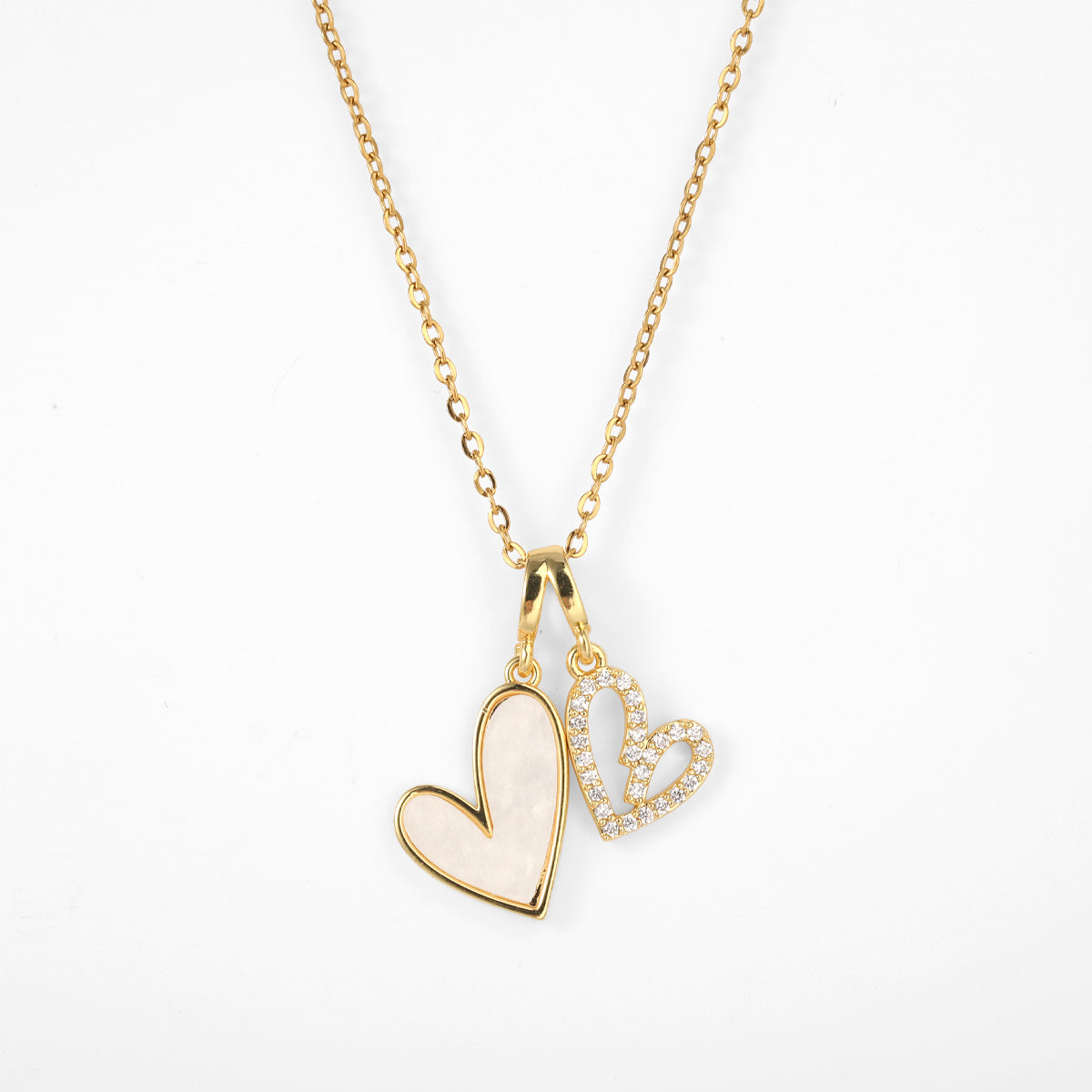 Collana Cuori in Madreperla e Pavé