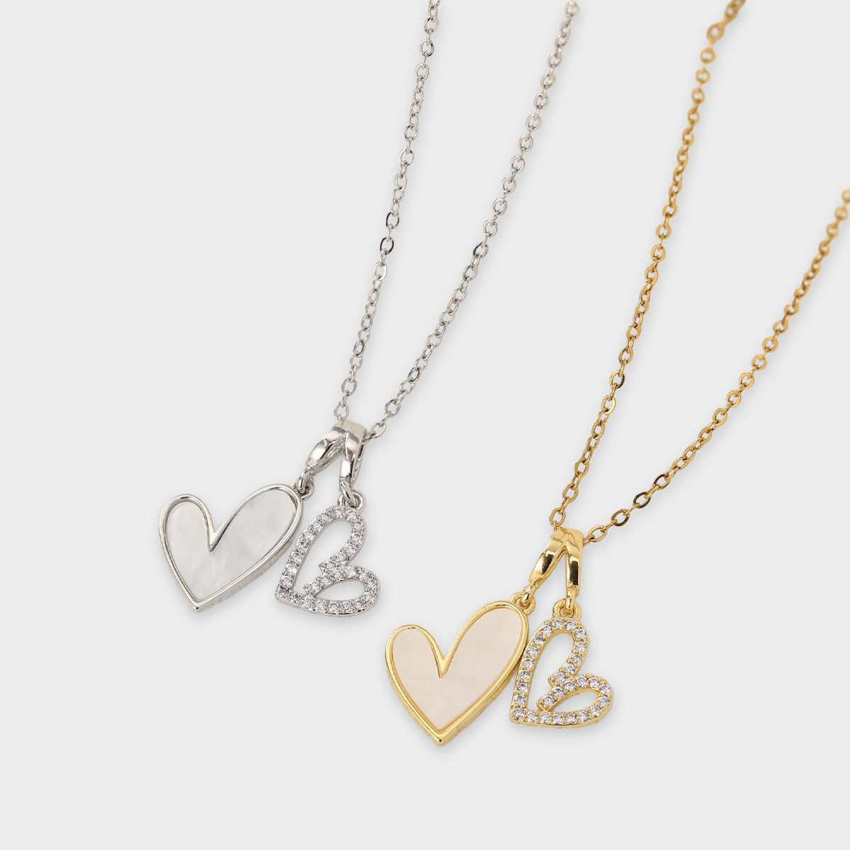 Collana Cuori in Madreperla e Pavé