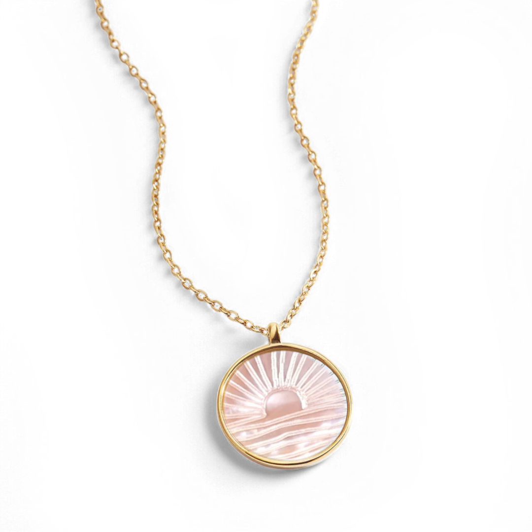 Mother of Pearl Sunrise Pendant Necklace — Vanny Jewels