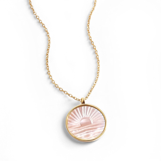 Mother of Pearl Sunrise Pendant Necklace — Vanny Jewels