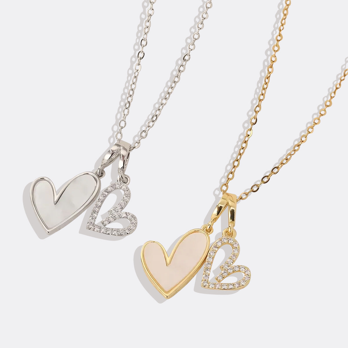 Collana Cuori in Madreperla e Pavé