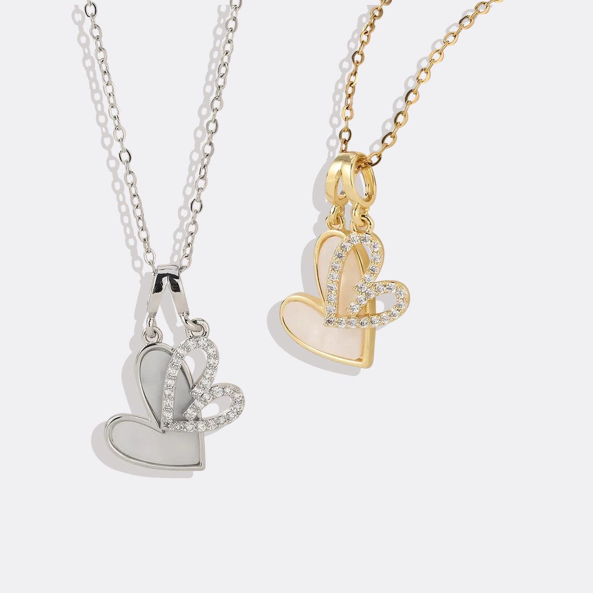 Collana Cuori in Madreperla e Pavé