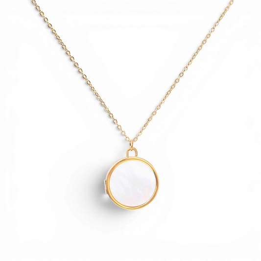 Mother of Pearl Locket Necklace — Vanny Jewels
