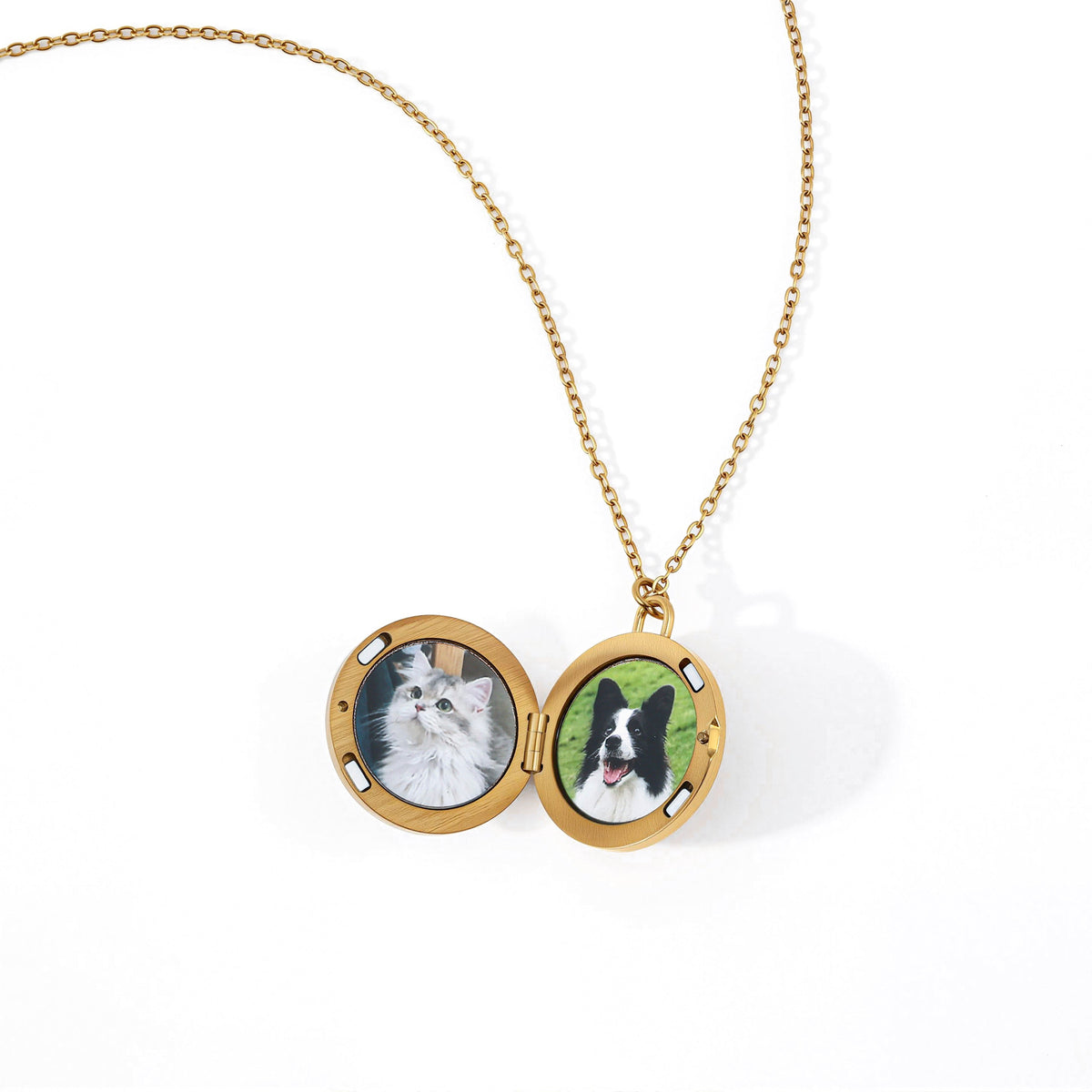 Mother of Pearl Locket Necklace, flat lay detail