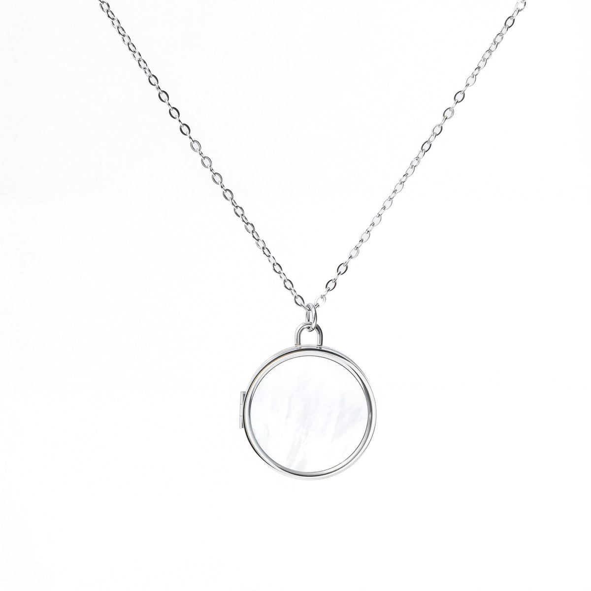 Mother of Pearl Locket Necklace in 925 sterling silver