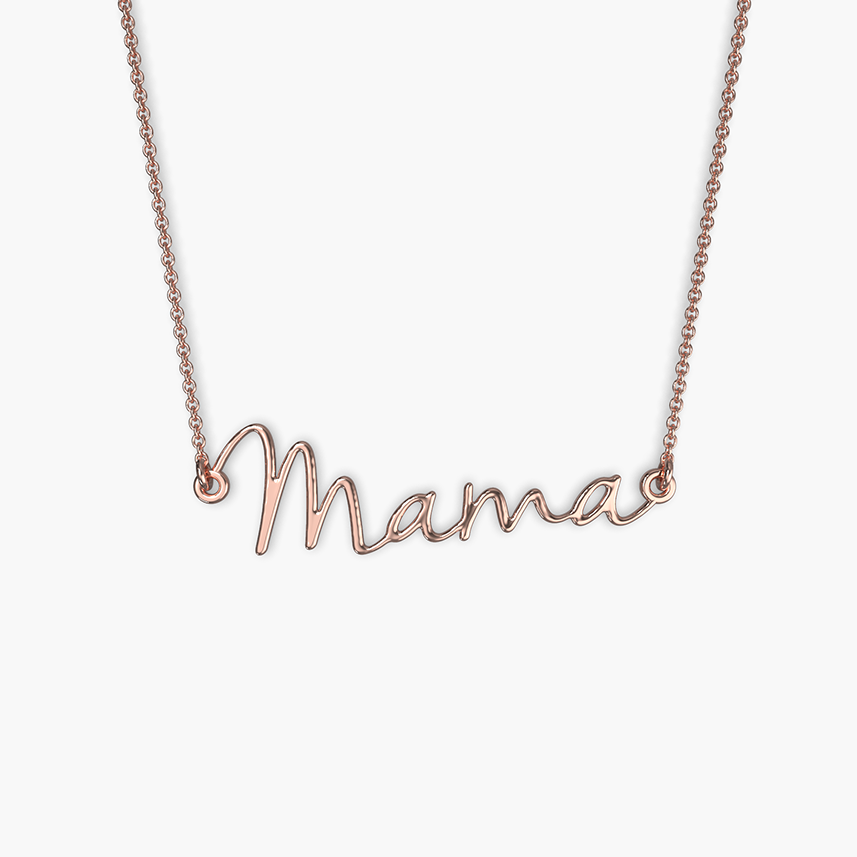 Mama Script Necklace in rose gold tone