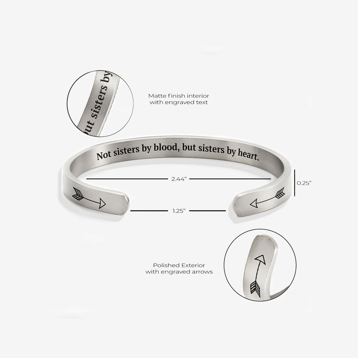 Bracciale a Polsino Non Sorelle di Sangue Ma Sorelle di Cuore