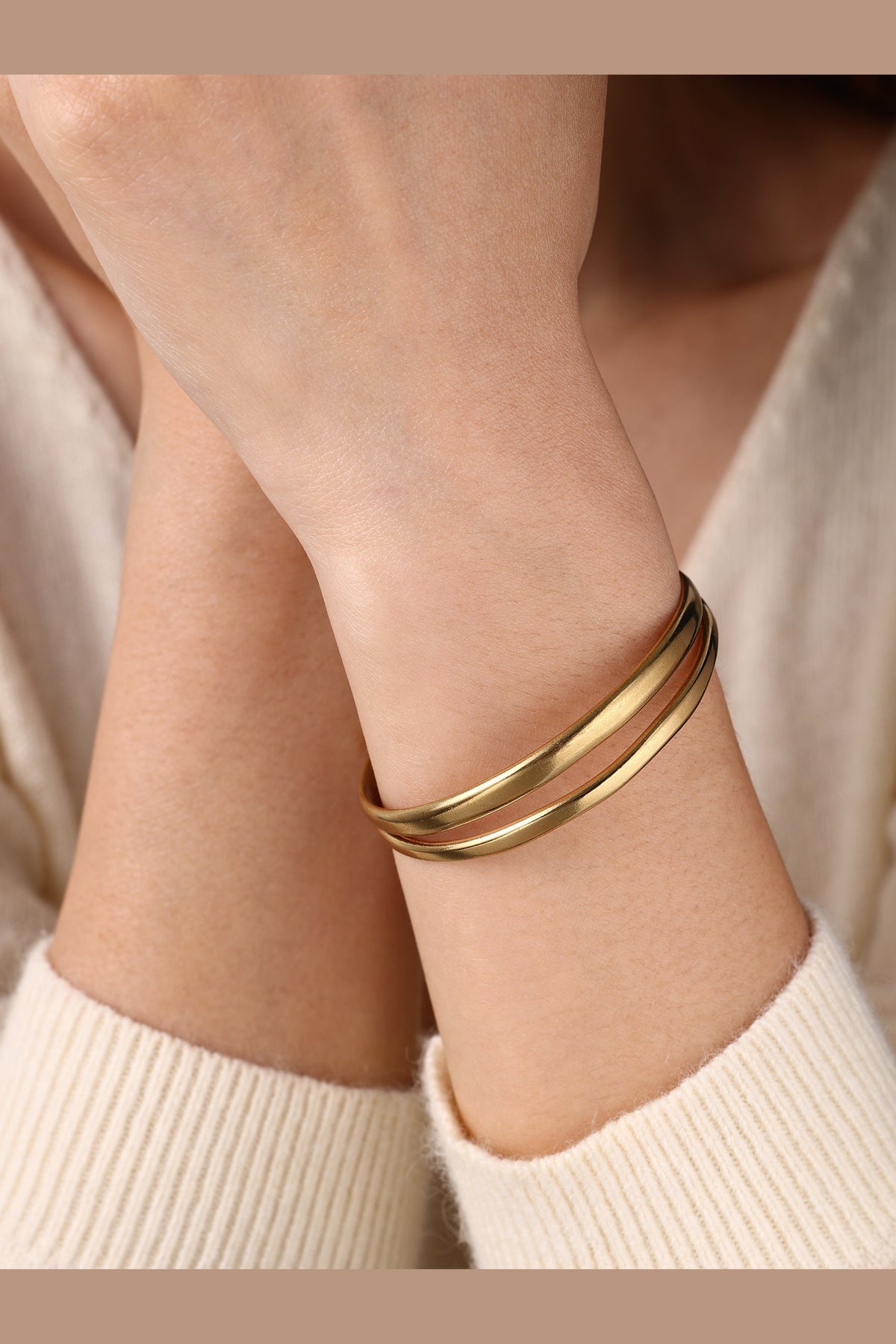 Organic Bangle Bracelet, worn on a model