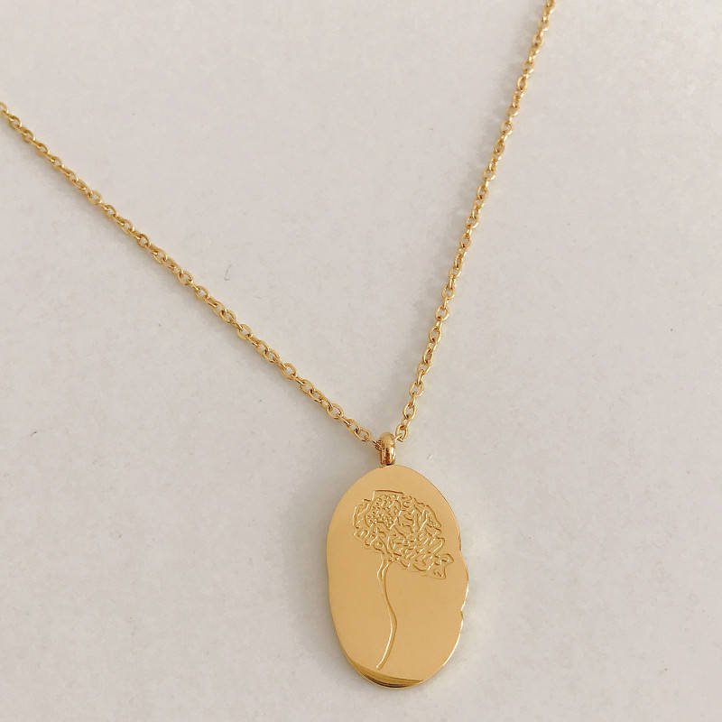 Gold Birth Flower Pendant Necklace with November birthstone