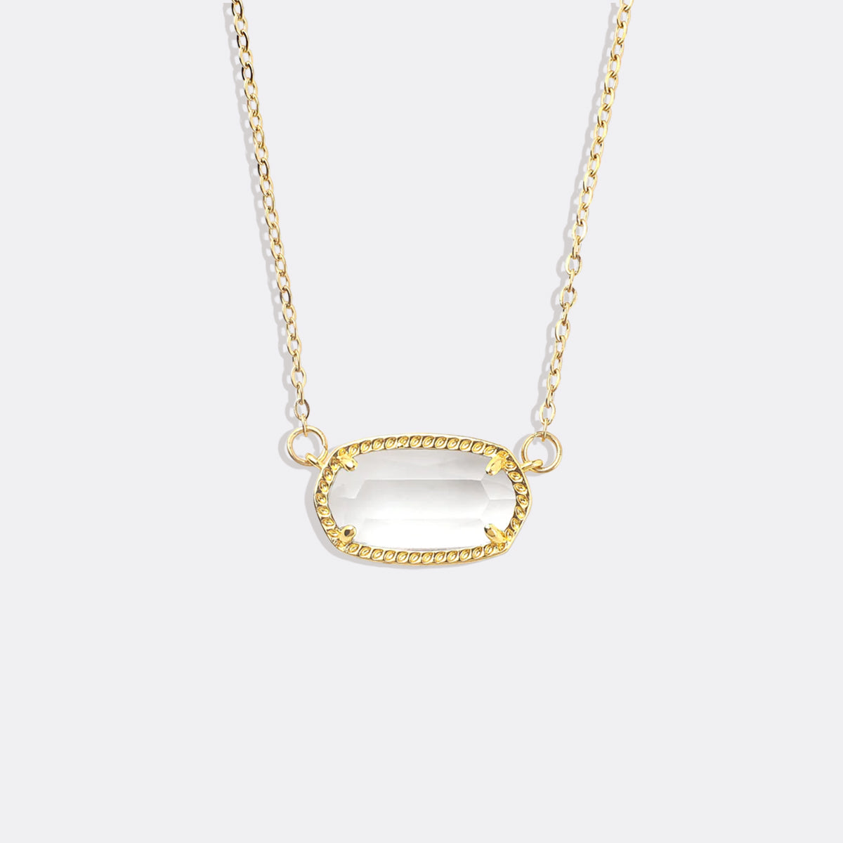 Oval Birthstone Pendant Necklace in gold tone with April birthstone