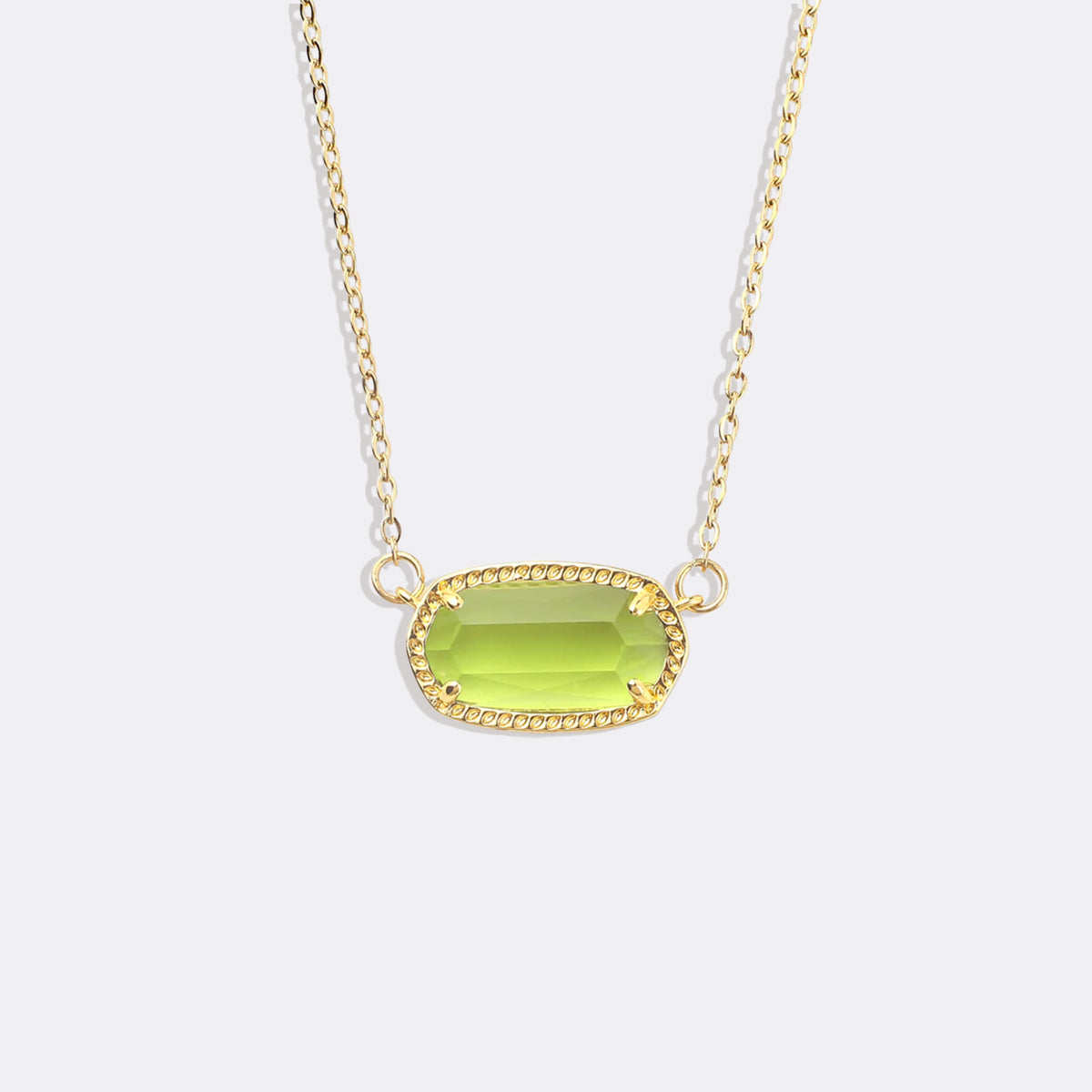 Oval Birthstone Pendant Necklace in gold tone with August birthstone