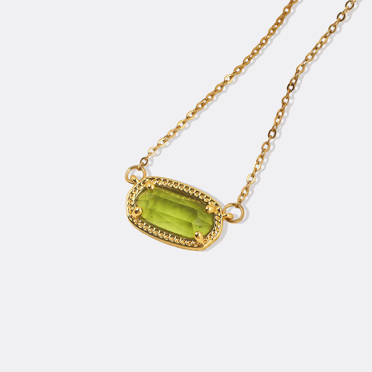 Oval Birthstone Pendant Necklace in gold tone with August birthstone