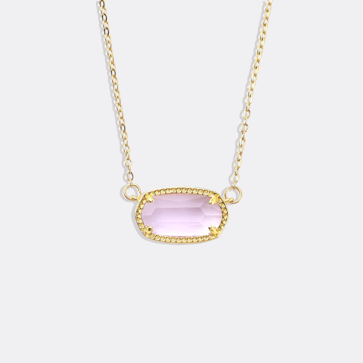 Oval Birthstone Pendant Necklace in gold tone with February birthstone