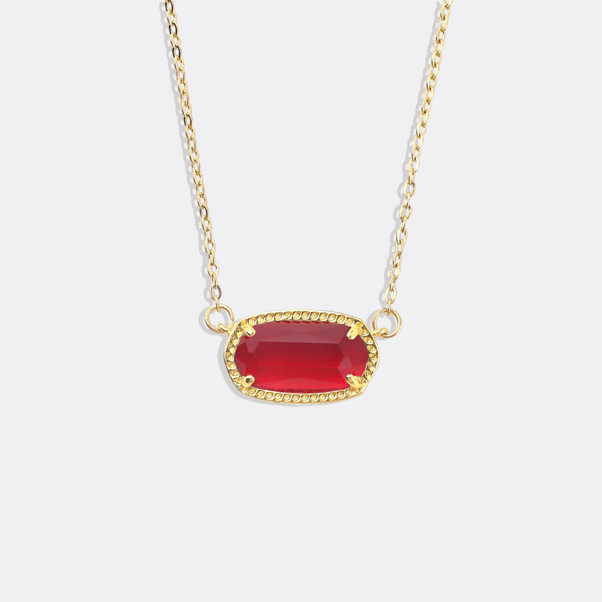 Oval Birthstone Pendant Necklace in gold tone with January birthstone